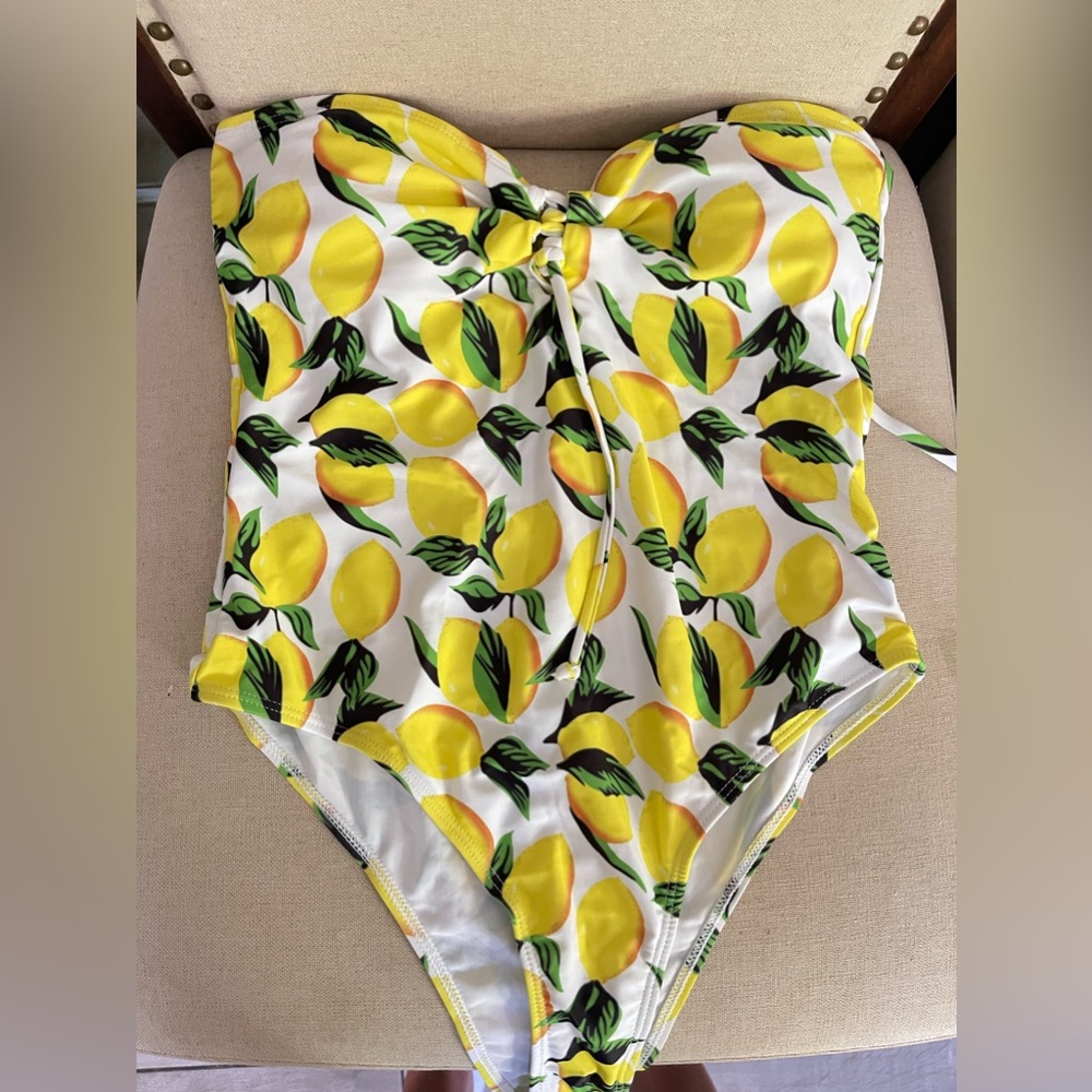 Brand new swim suit, no tag, it’s from China, doesn’t fit me so I couldn’t retur